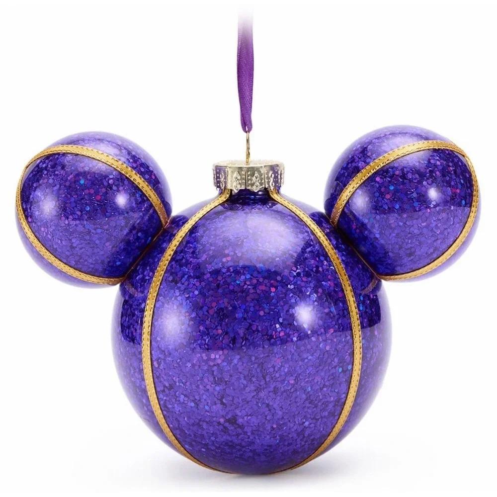 Disney Ornament - Mickey Ears Icon Purple With Gold Cord nwt